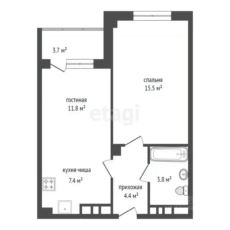 2-к кв. Красноярский край, Красноярск Норильская ул., 18В (44.0 м) - Фото 1