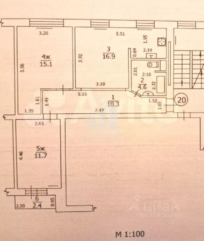 3-к кв. Калининградская область, Калининград ул. Грига, 5 (58.6 м) - Фото 2
