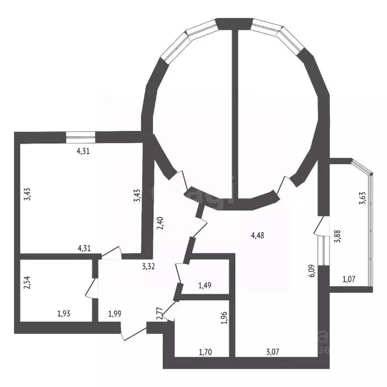 2-к кв. Амурская область, Благовещенск Октябрьская ул., 197 (78.0 м) - Фото 1