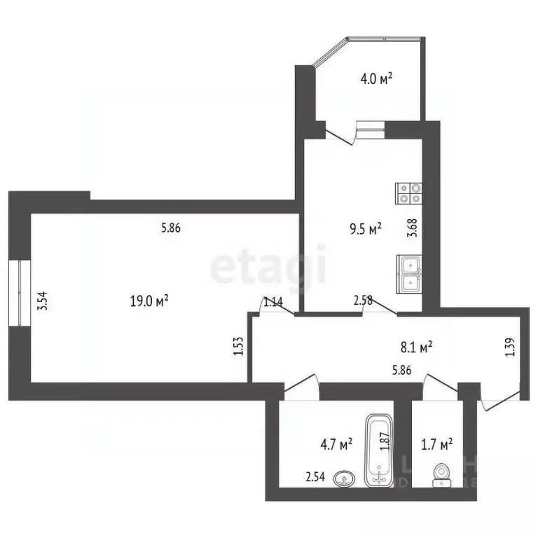 1-к кв. Ростовская область, Батайск Индустриальная ул., 1Б (43.0 м) - Фото 2