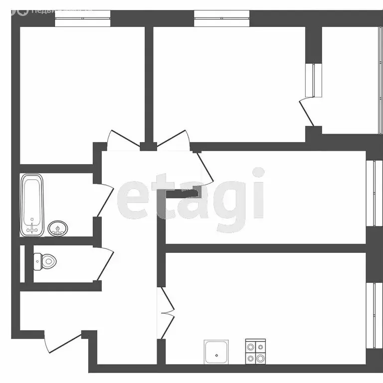 3-комнатная квартира: Тюмень, Интернациональная улица, 199к6 (65.6 м) - Фото 1