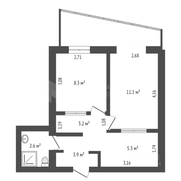 2-к кв. Тюменская область, Тюмень ул. Республики, 92 (42.0 м) - Фото 2