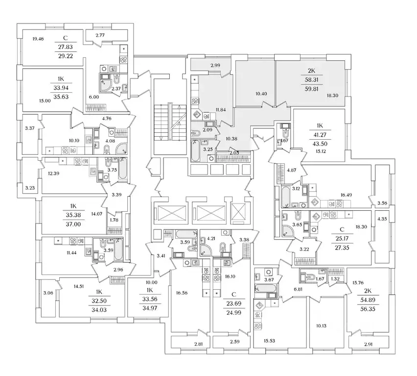 2-к кв. Санкт-Петербург просп. Маршала Блюхера, 3к1 (59.81 м) - Фото 2