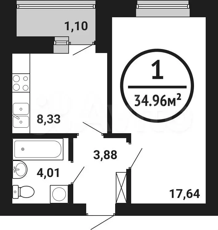 1-к. квартира, 35 м, 3/8 эт. - Фото 0