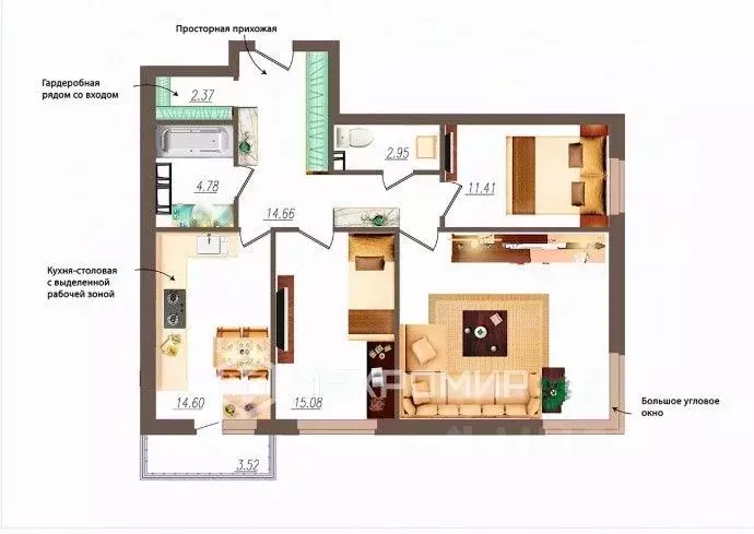 3-к кв. Орловская область, Орел ул. Генерала Родина, 66Ак1 (92.6 м) - Фото 1