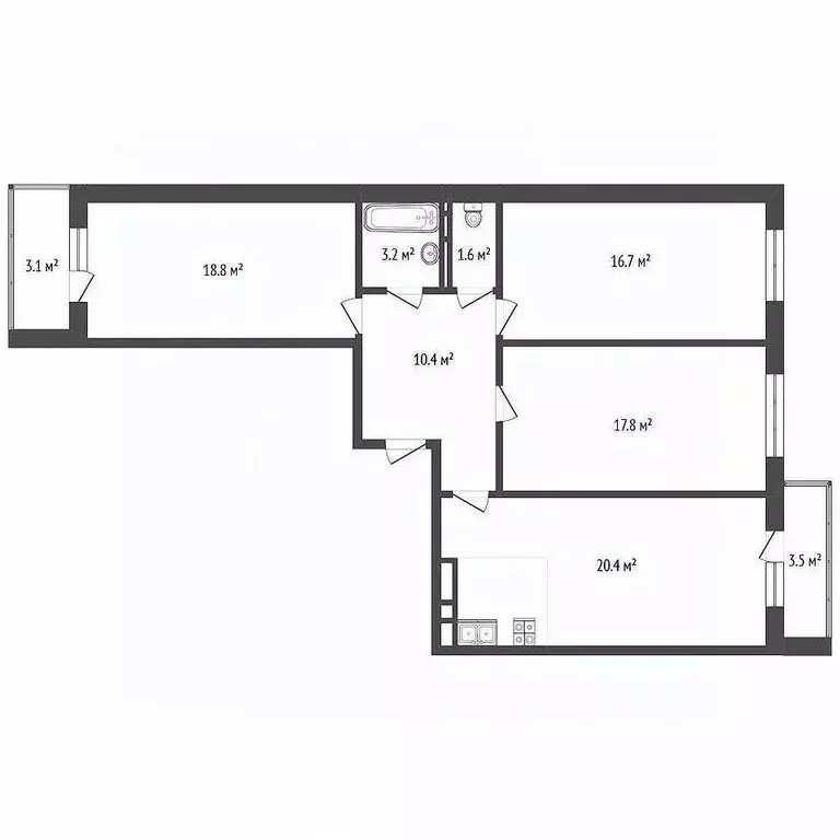 3-к кв. Ростовская область, Ростов-на-Дону ул. Малиновского, 66/1 ... - Фото 2