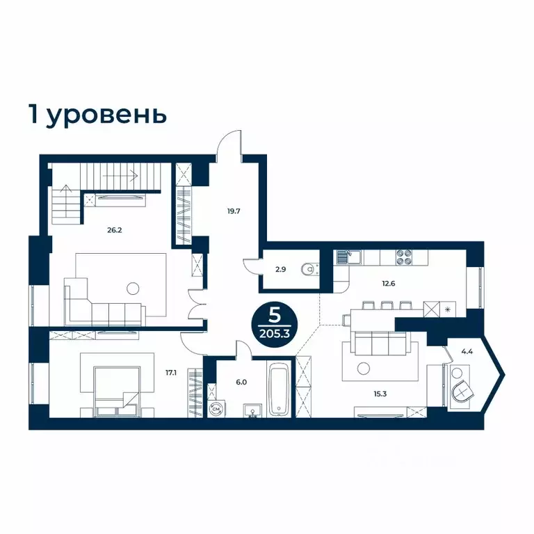 5-к кв. Хакасия, Абакан ул. Арбан, 22 (205.3 м) - Фото 1