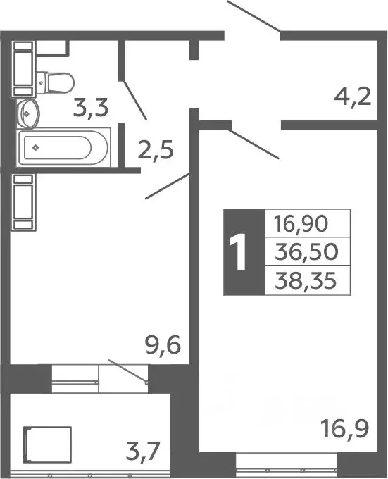 1-к кв. Башкортостан, Уфа Черниковка жилрайон, Калининский-2 мкр, ул. ... - Фото 1