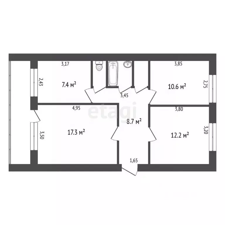 3-к кв. Калужская область, Обнинск Звездная ул., 13 (61.4 м) - Фото 2