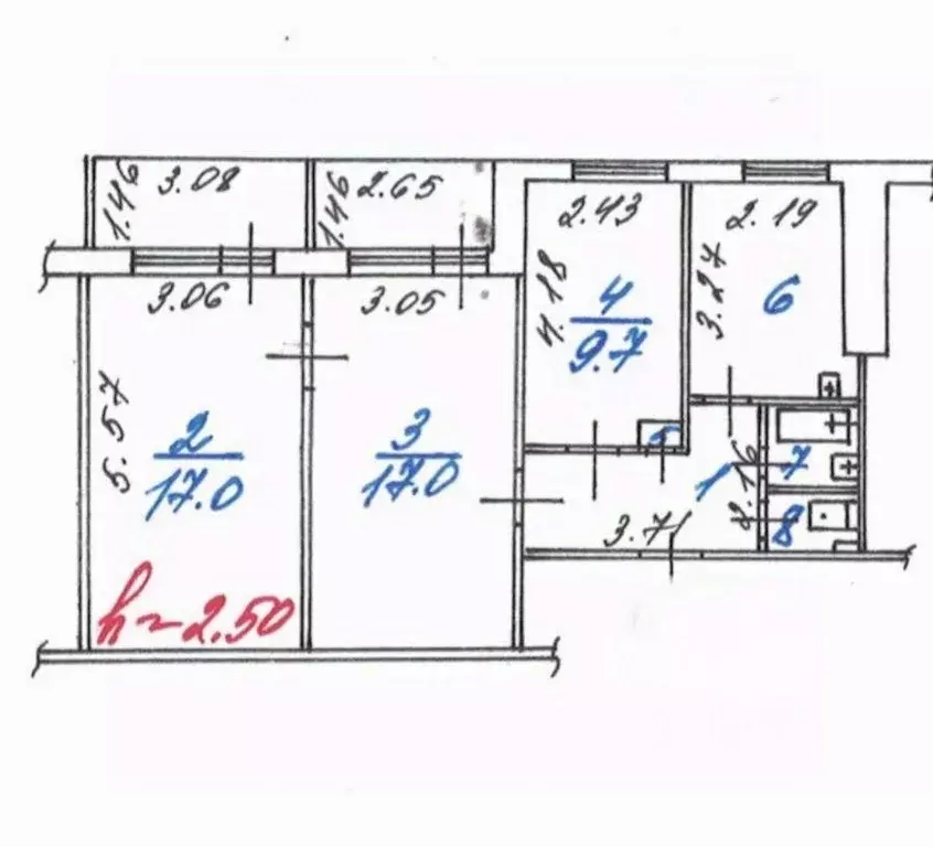 3-к кв. Кемеровская область, Новокузнецк ул. Тольятти, 53 (59.7 м) - Фото 1