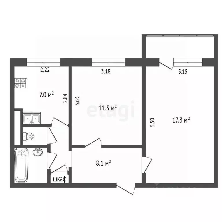 2-к кв. Ямало-Ненецкий АО, Ноябрьск ул. Изыскателей, 36Б (49.1 м) - Фото 2
