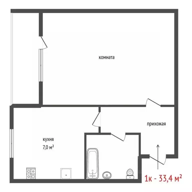 1-к кв. Свердловская область, Березовский ул. Загвозкина, 10 (33.4 м) - Фото 2