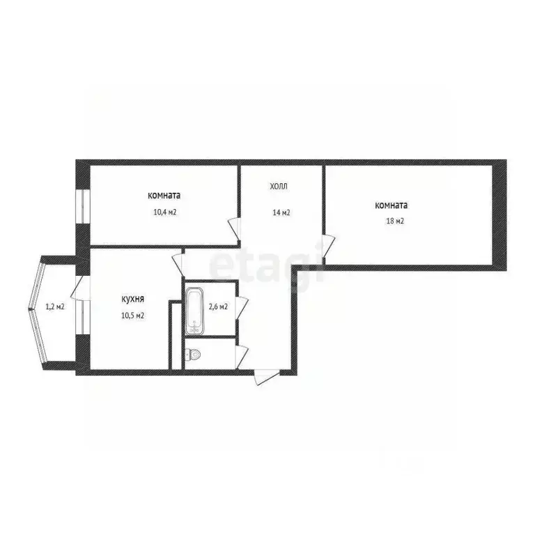 2-к кв. Белгородская область, Белгород Почтовая ул., 72 (56.3 м) - Фото 1