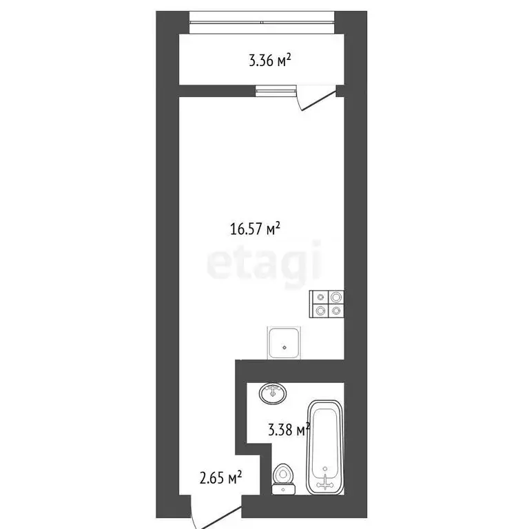 Квартира-студия: Тюмень, улица Павла Никольского, 10к1 (22.6 м) - Фото 1