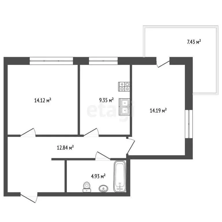 2-комнатная квартира: Ялта, Бакунинский проезд, 13 (63 м) - Фото 0