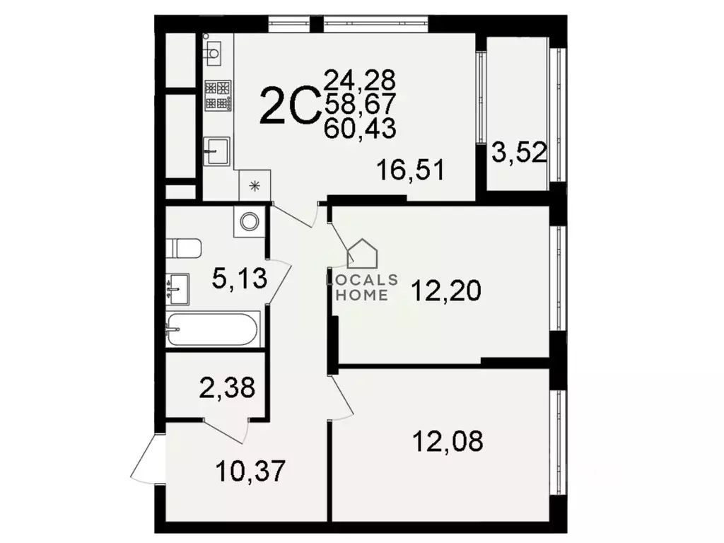 2-к кв. Рязанская область, Рязань Льговская ул., 8 (60.43 м) - Фото 2