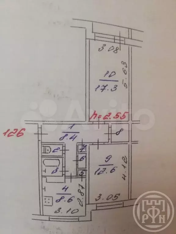 2-к. квартира, 55 м, 4/5 эт. - Фото 0