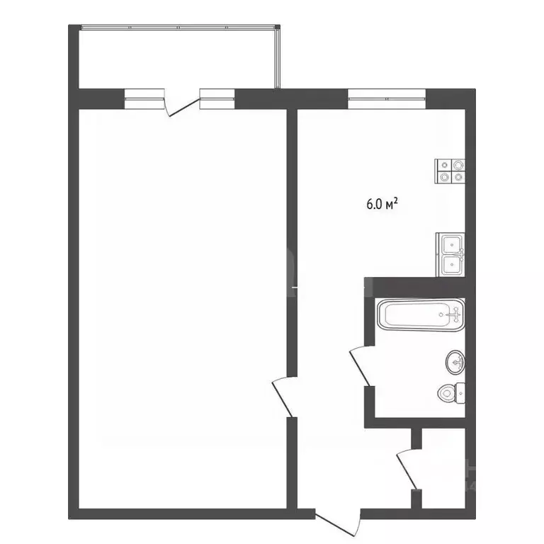 1-к кв. Тюменская область, Тюмень ул. Белинского, 3 (30.2 м) - Фото 1