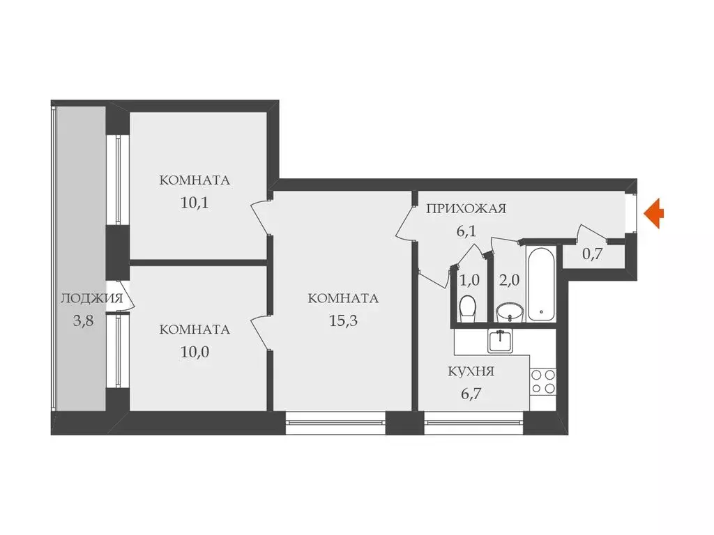 3-комнатная квартира: Санкт-Петербург, проспект Науки, 12 (51.8 м) - Фото 1