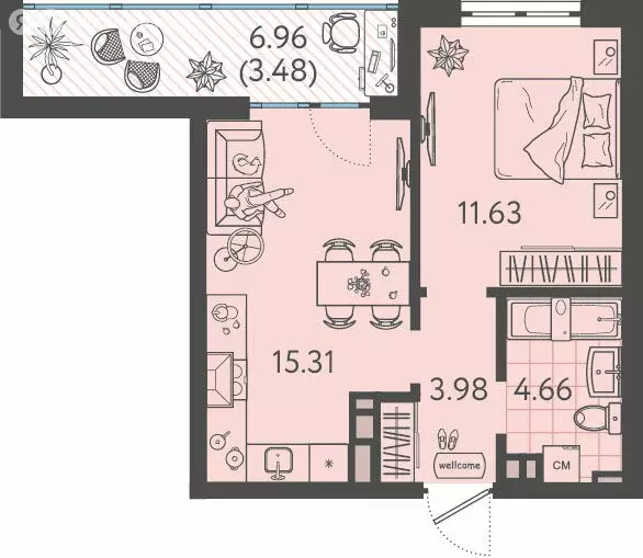 1-комнатная квартира: Краснодар, улица имени Б.С. Кудухова, 1к1 (37.75 ... - Фото 1