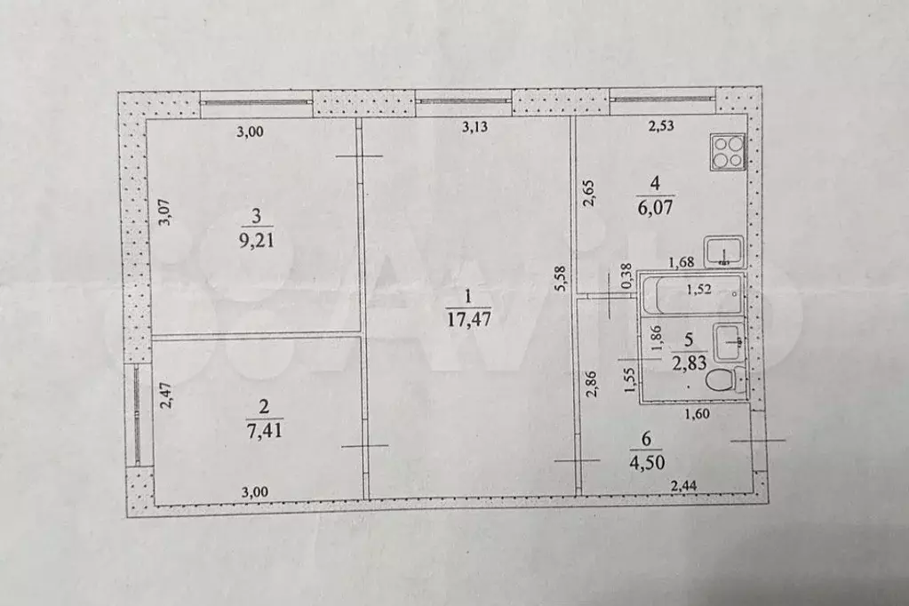 3-к. квартира, 47,5 м, 1/5 эт. - Фото 0