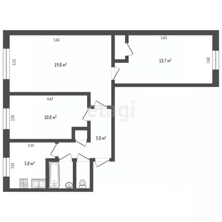 3-к кв. Камчатский край, Елизово Дальневосточная ул., 11 (59.6 м) - Фото 1