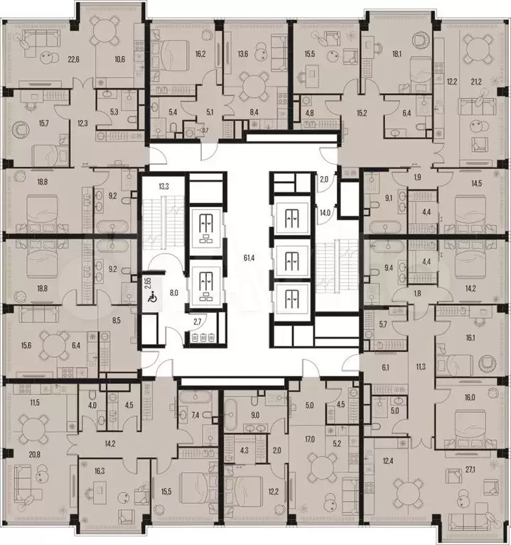 2-к. квартира, 58,5 м, 36/47 эт. - Фото 1