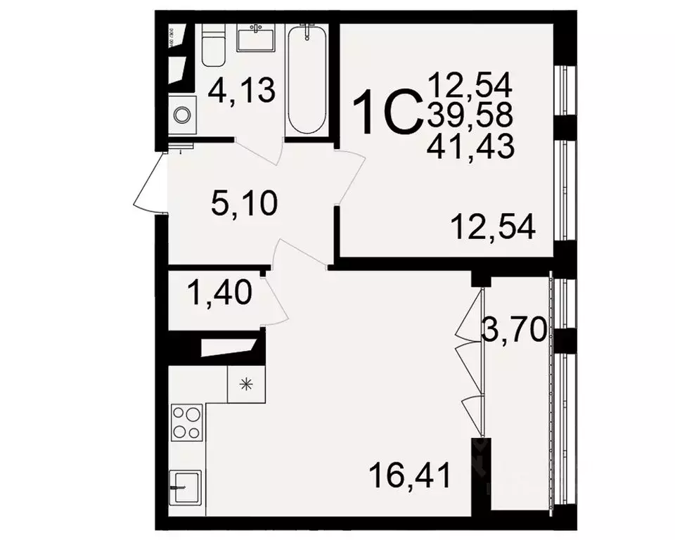 1-к кв. Тульская область, Тула пос. Горелки,  (41.43 м) - Фото 0