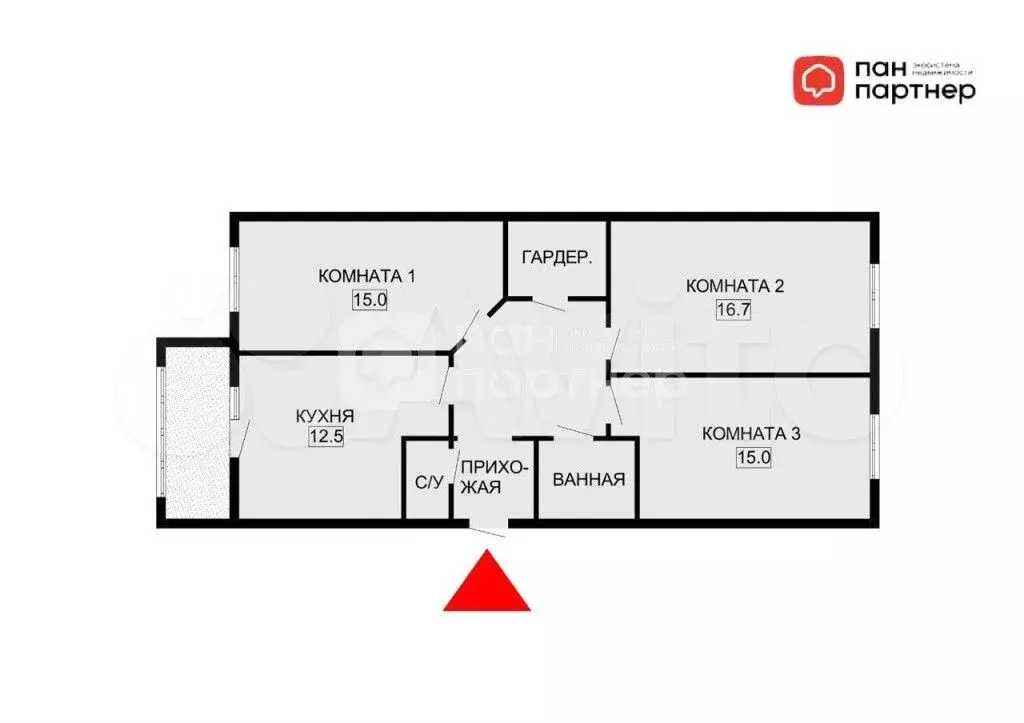 3-к. квартира, 79 м, 9/25 эт. - Фото 0