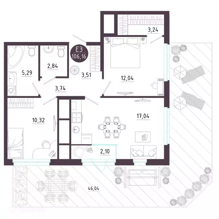 2-к кв. Рязанская область, Рязань Московское ш. (106.16 м) - Фото 1