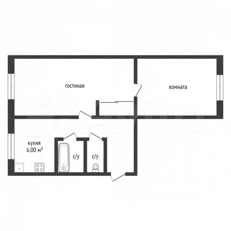 2-к. квартира, 44 м, 1/5 эт. - Фото 0