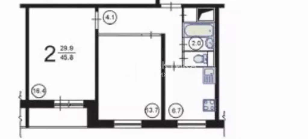 2-к кв. Москва Бирюлевская ул., 29К1 (45.9 м) - Фото 2