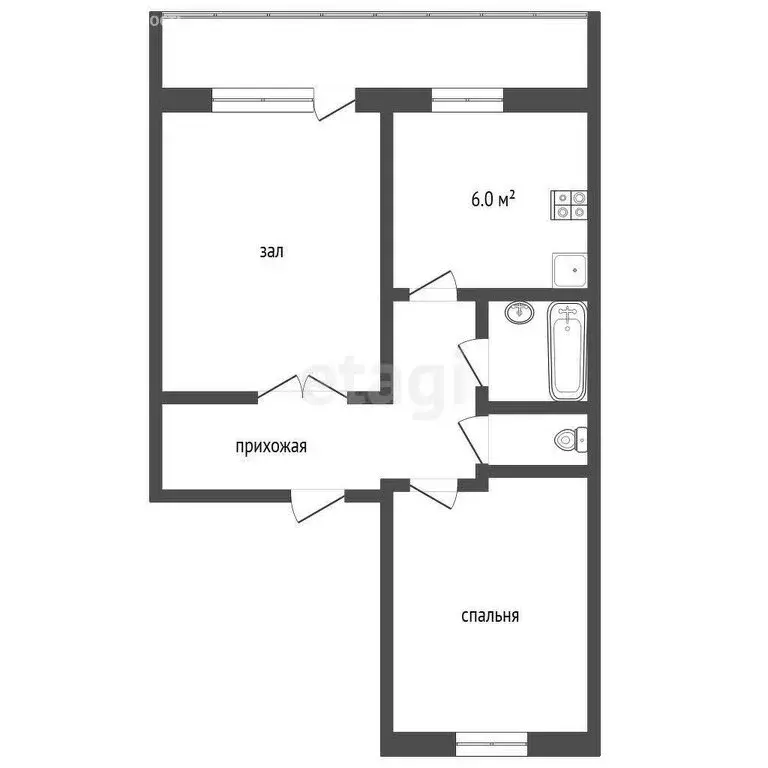 2-комнатная квартира: Чернушка, Коммунистическая улица, 14 (50.8 м) - Фото 0