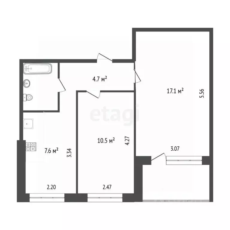 2-к кв. Пермский край, Пермь ул. Пушкина, 7 (43.4 м) - Фото 1