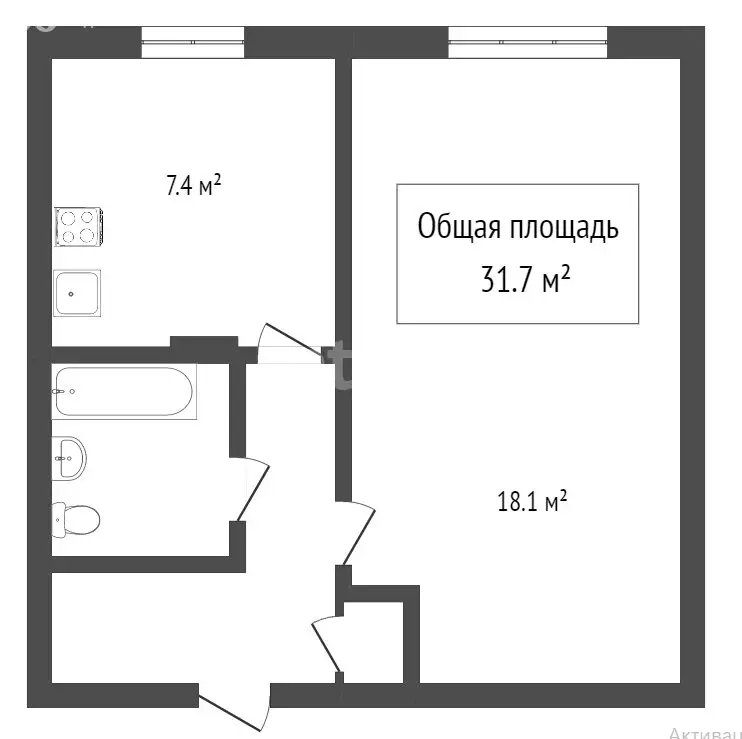 Квартира-студия: Томск, Ленская улица, 31 (33.5 м) - Фото 2