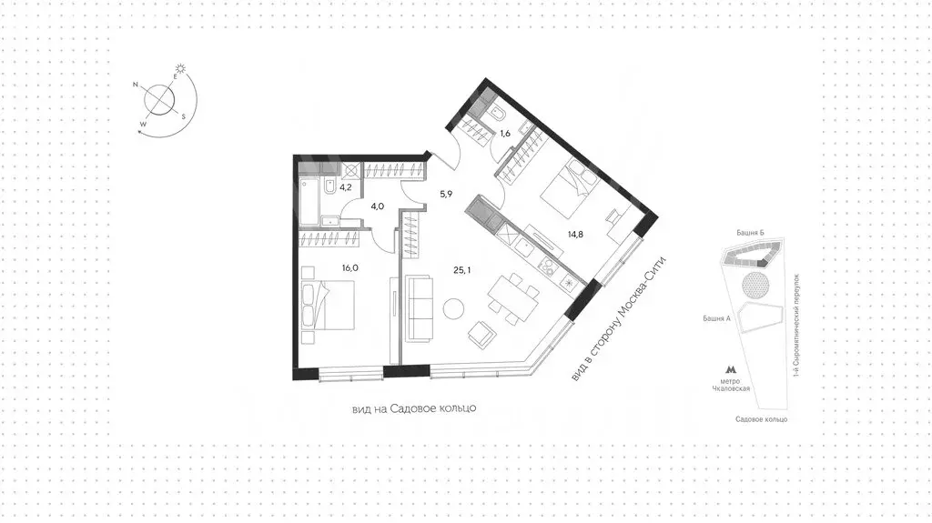 3-комнатная квартира: Москва, площадь Курского Вокзала, 1 (69 м) - Фото 1