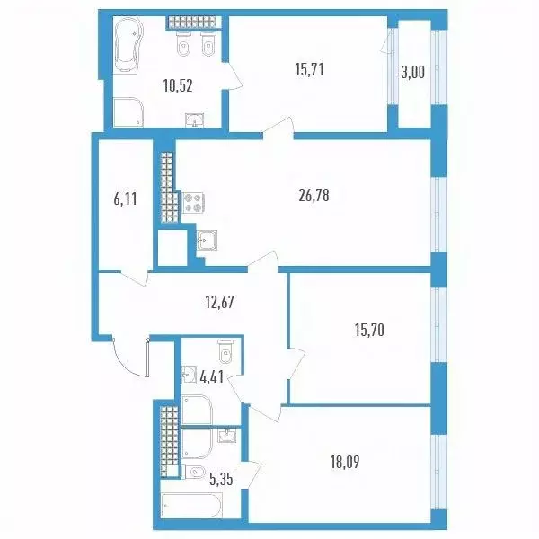 3-к кв. Санкт-Петербург ул. Типанова, 22 (116.84 м) - Фото 0