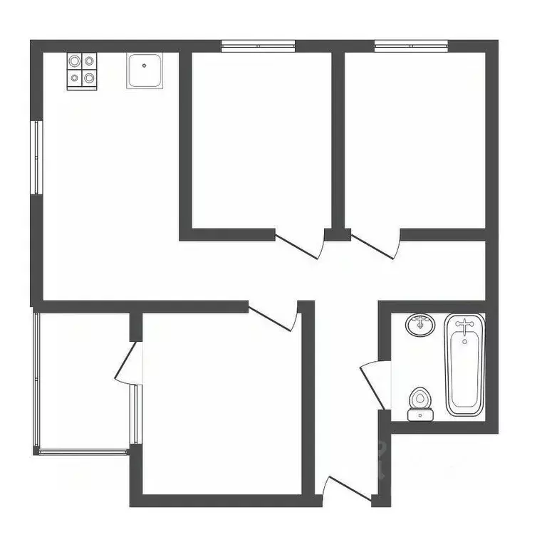 3-к кв. Тульская область, Тула городской округ, пос. Иншинский 63 ... - Фото 2