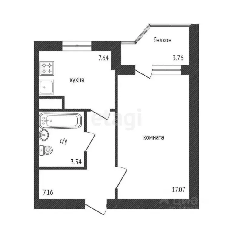 1-к кв. Костромская область, Кострома проезд Южный, 3 (37.29 м) - Фото 1