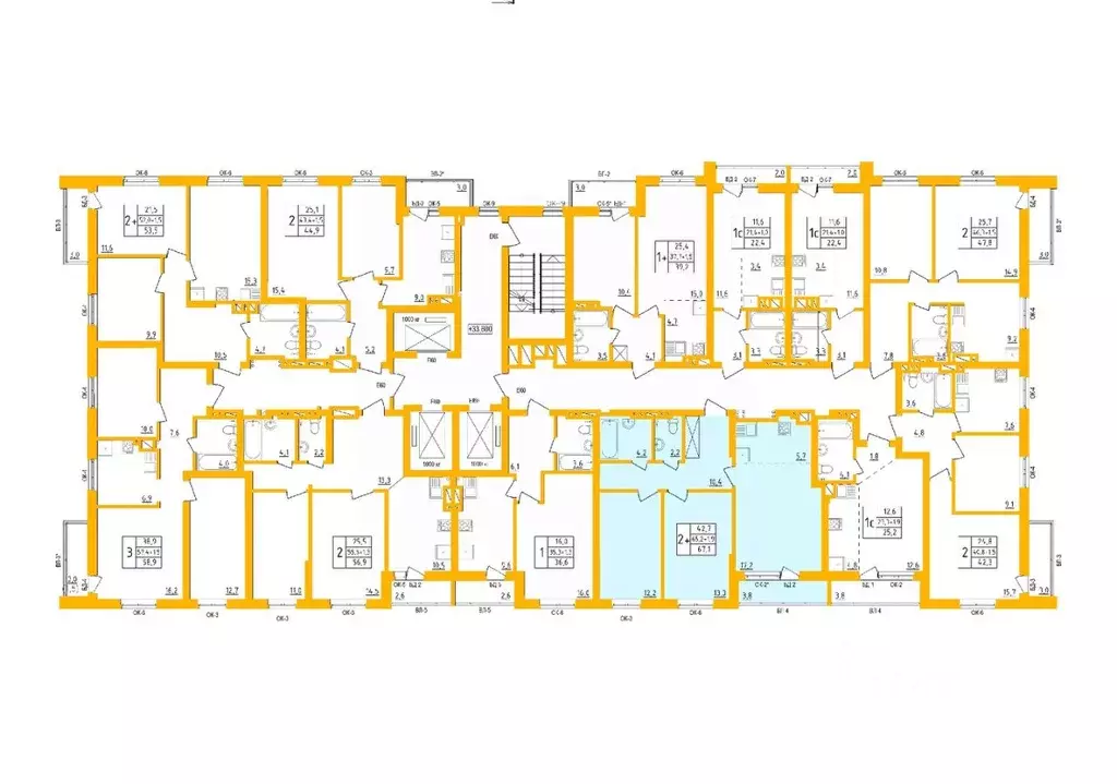 2-к кв. Башкортостан, Уфа Инорс-4Б мкр, Акварель жилой комплекс (67.1 ... - Фото 2