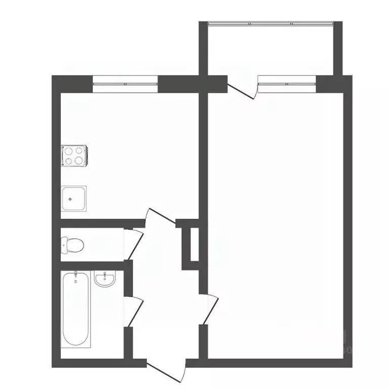 1-к кв. Тюменская область, Тюмень Мельничная ул., 24а (32.5 м) - Фото 1