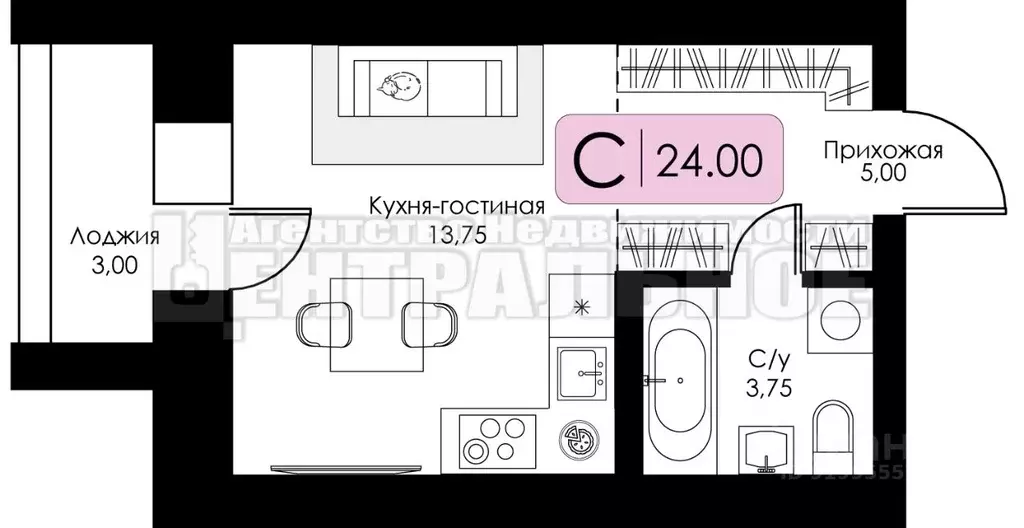 Студия Смоленская область, Смоленск пос. Загорье, Загорье жилой ... - Фото 2