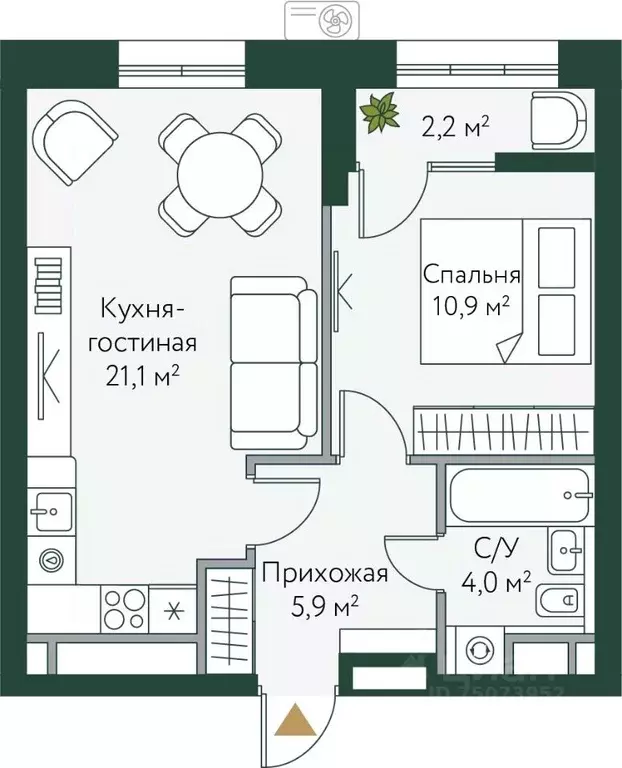 1-к кв. Волгоградская область, Волгоград Новосибирская ул., 74 (44.1 ... - Фото 0