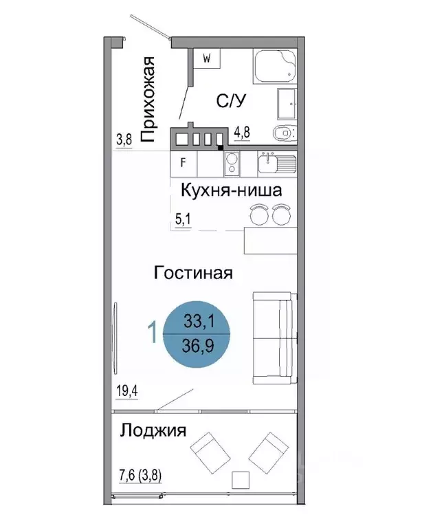1-к кв. Крым, Керчь Белый город жилой комплекс (36.9 м) - Фото 0