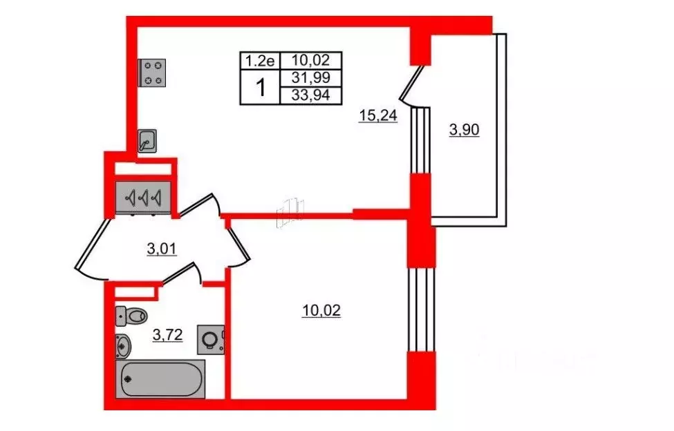 1-к кв. Санкт-Петербург Пулковское ш., 99к4 (31.99 м) - Фото 0