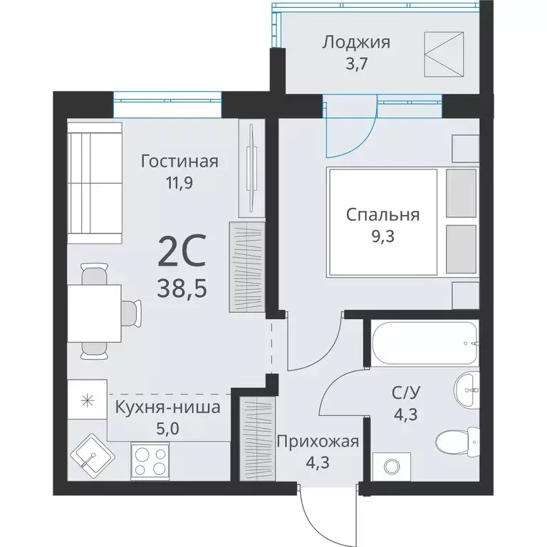 Продаётся 2-к квартира, 38.5 м - Фото 0