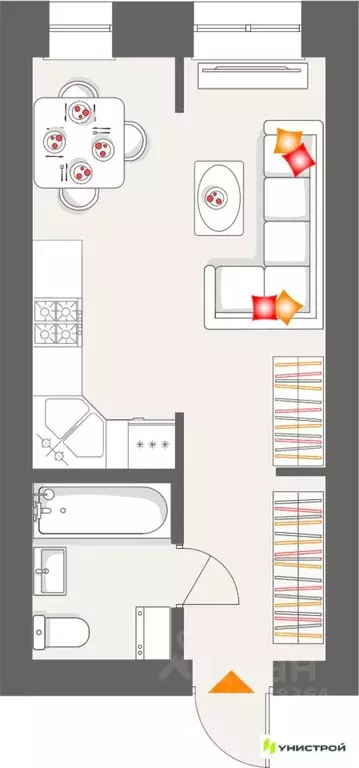 1-к кв. Татарстан, с. Высокая Гора ул. Вторая Ударная, 4 (25.84 м) - Фото 1