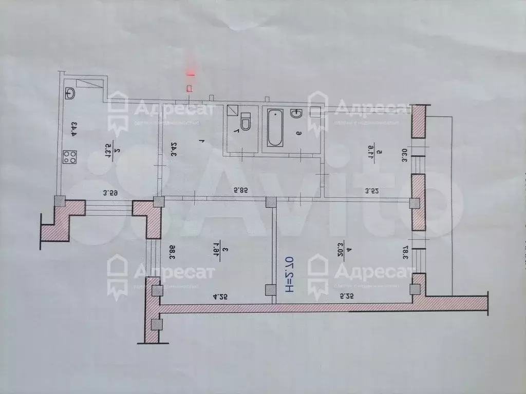 3-к. квартира, 80,6 м, 9/9 эт. - Фото 0