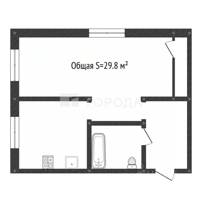 1-к кв. Кемеровская область, Прокопьевск Городская ул., 126 (29.8 м) - Фото 2