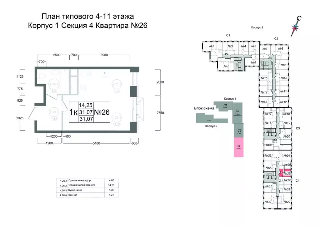 Студия Московская область, Наро-Фоминск ул. Курзенкова, 12 (31.07 м) - Фото 0